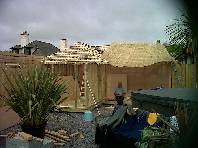 BEACH HUT FRAMEWORK WITH HAND CUT ROOF